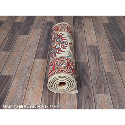 Kazak Wool Hand Knotted Rug Ivory 2.0x5.10 -O0512