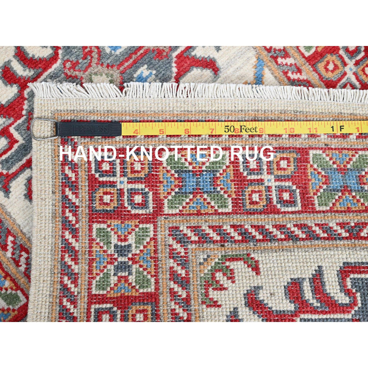 Ivory 2'0" x 5'10" Kazak Hand knotted Wool Rug - Sku: O0512