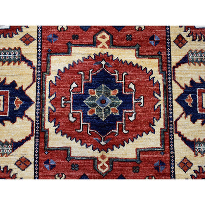 Tribal & Geometric Wool Hand Knotted Rug Red Beige 3.5X4.9 -O051301