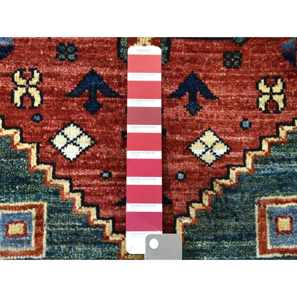 Tribal & Geometric Wool Hand Knotted Rug Red Beige 3.5X4.9 -O051301