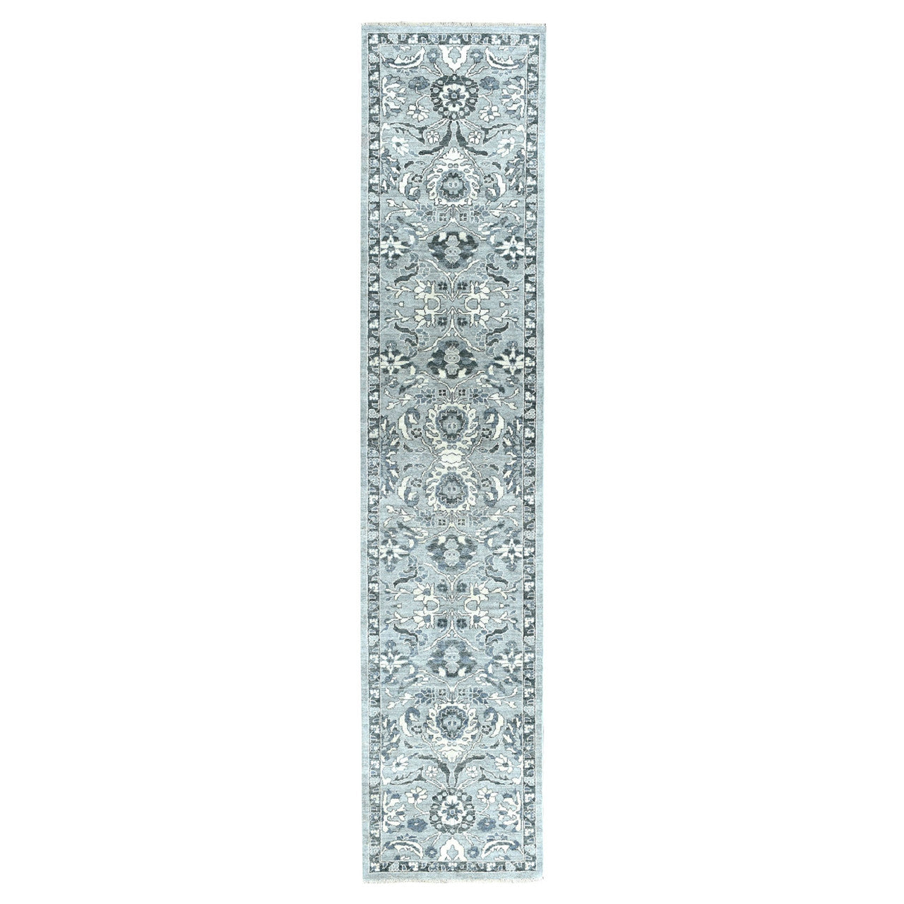 Oushak And Peshawar Wool Hand Knotted Rug Grey No Border 2.5X11.7 -O051455