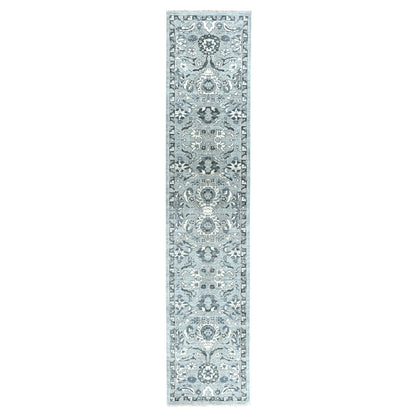 Oushak And Peshawar Wool Hand Knotted Rug Grey No Border 2.5X11.7 -O051455