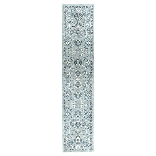 Oushak And Peshawar Wool Hand Knotted Rug Grey No Border 2.5X11.7 -O051455