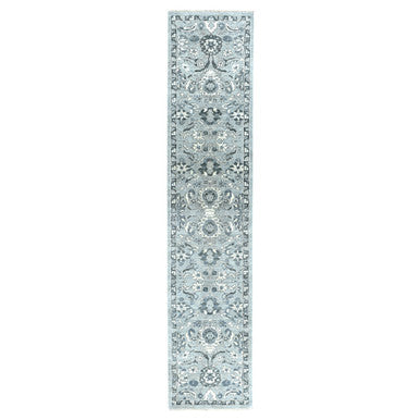 Oushak And Peshawar Wool Hand Knotted Rug Grey No Border 2.5X11.7 -O051455
