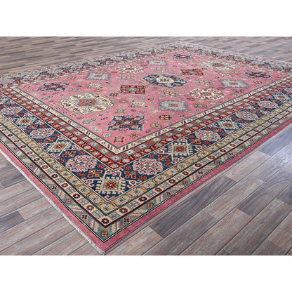 Kazak Wool Hand Knotted Rug Pink 8.9x11.8 -O0514