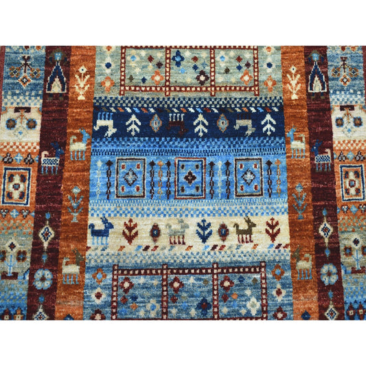 Tribal & Geometric Wool Hand Knotted Rug Red No Border 2.9X4.0 -O051523