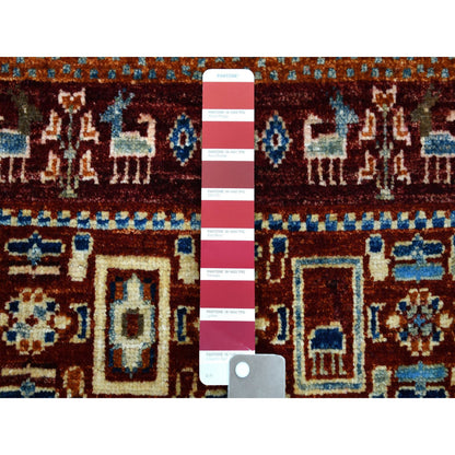 Tribal & Geometric Wool Hand Knotted Rug Red No Border 2.9X4.0 -O051523