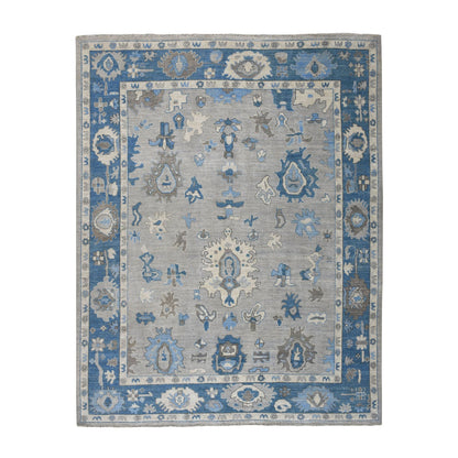 Oushak And Peshawar Wool Hand Knotted Rug Grey Blue 8.1X9.9 -O051609
