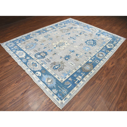 Oushak And Peshawar Wool Hand Knotted Rug Grey Blue 8.1X9.9 -O051609