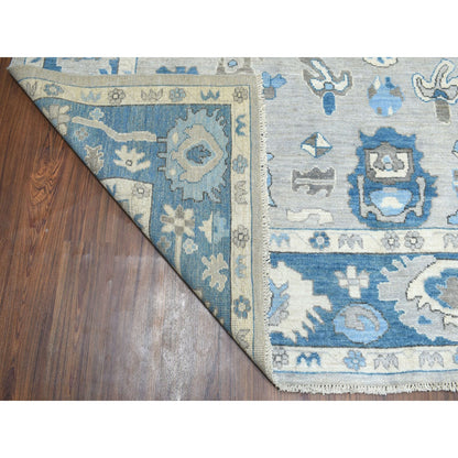 Oushak And Peshawar Wool Hand Knotted Rug Grey Blue 8.1X9.9 -O051609