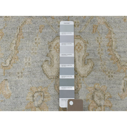 Oushak And Peshawar Wool Hand Knotted Rug Grey Ivory 2.7X9.9 -O051642