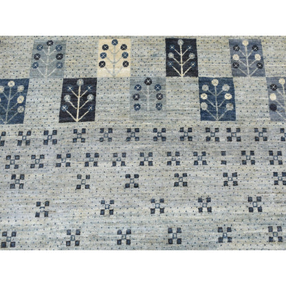 Tribal & Geometric Wool Hand Knotted Rug Blue No Border 5.10X8.6 -O051656