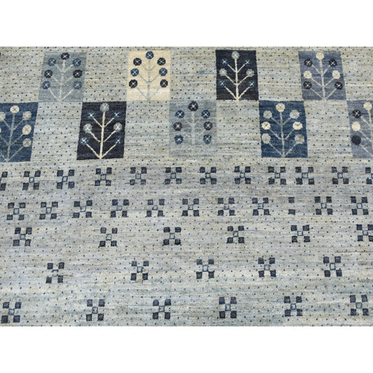 Tribal & Geometric Wool Hand Knotted Rug Blue No Border 5.10X8.6 -O051656