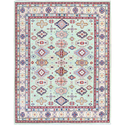 Kazak Wool Hand Knotted Rug Green 7.11x9.10 -O0517