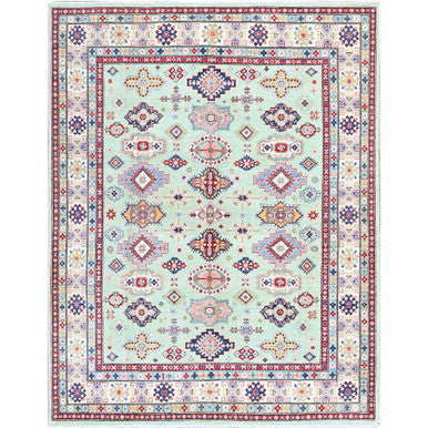 Kazak Wool Hand Knotted Rug Green 7.11x9.10 -O0517