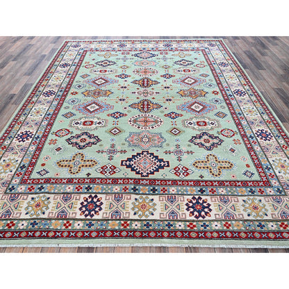 Kazak Wool Hand Knotted Rug Green 7.11x9.10 -O0517