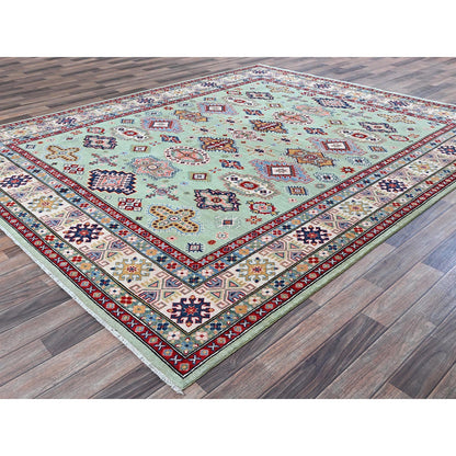 Kazak Wool Hand Knotted Rug Green 7.11x9.10 -O0517