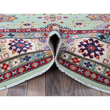 Kazak Wool Hand Knotted Rug Green 7.11x9.10 -O0517
