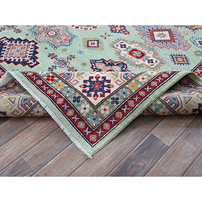 Kazak Wool Hand Knotted Rug Green 7.11x9.10 -O0517