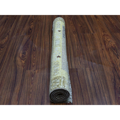 Tribal & Geometric Wool Hand Knotted Rug Yellow No Border 2.8X3.9 -O051823