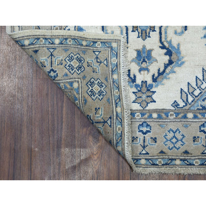 Kazak Wool Hand Knotted Rug Ivory Smoke Gray 2.9X10.7 -O051917
