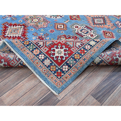 Kazak Wool Hand Knotted Rug Blue 7.10x9.8 -O0519