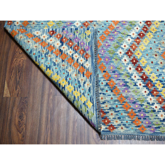 Flat Weave Wool Hand Woven Rug Multicolored No Border 10.2X13.4 -O052090