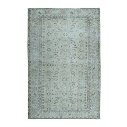 Overdyed & Vintage Worn Wool Hand Knotted Rug Grey No Border 6.3X9.1 -O052129