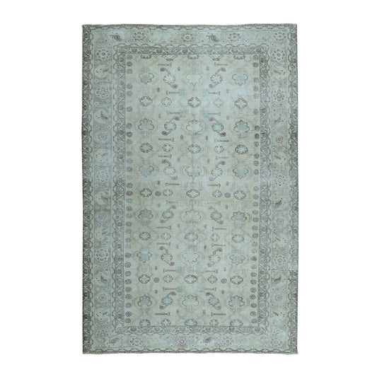 Overdyed & Vintage Worn Wool Hand Knotted Rug Grey No Border 6.3X9.1 -O052129