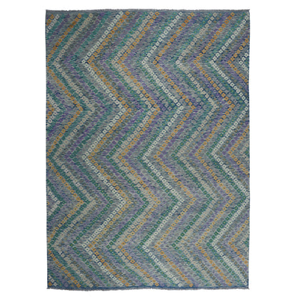 Flat Weave Wool Hand Woven Rug Multicolored No Border 9.0X12.2 -O052199
