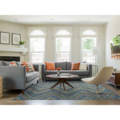 Flat Weave Wool Hand Woven Rug Multicolored No Border 9.0X12.2 -O052199