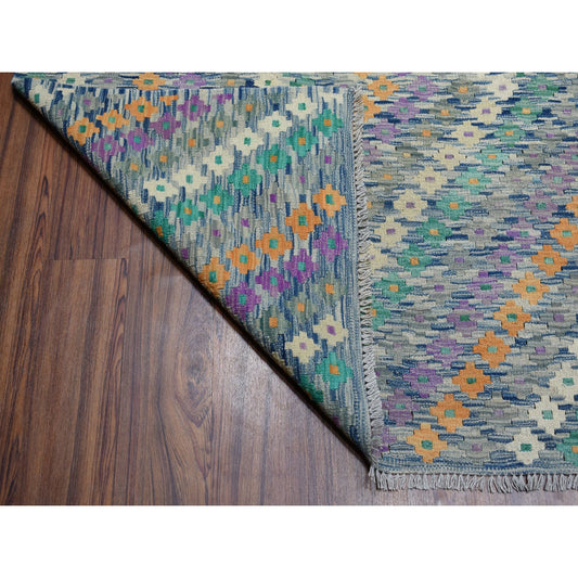 Flat Weave Wool Hand Woven Rug Multicolored No Border 9.0X12.2 -O052199