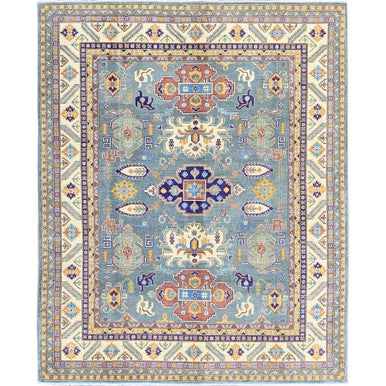Kazak Wool Hand Knotted Rug Grey 7.11x9.11 -O0521