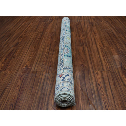 Kazak Wool Hand Knotted Rug Grey Ivory 5.1X6.6 -O052400