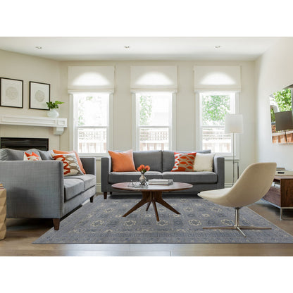 Oushak And Peshawar Wool Hand Knotted Rug Grey No Border 8.10X11.8 -O052439