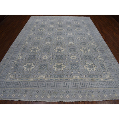 Oushak And Peshawar Wool Hand Knotted Rug Grey No Border 8.10X11.8 -O052439