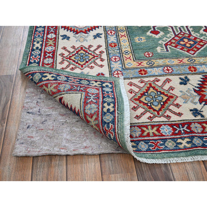 Kazak Wool Hand Knotted Rug Green 7.11x9.7 -O0524