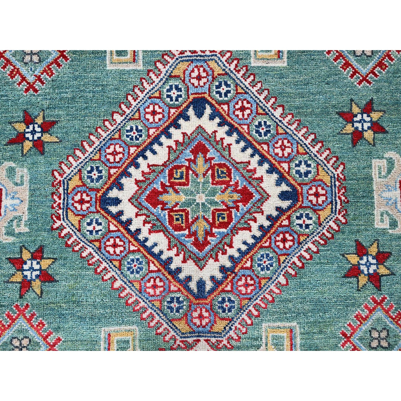 Green 7'11" x 9'7" Kazak Hand knotted Wool Rug - Sku: O0524