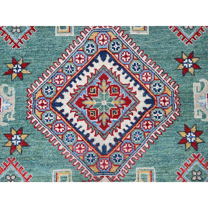 Kazak Wool Hand Knotted Rug Green 7.11x9.7 -O0524