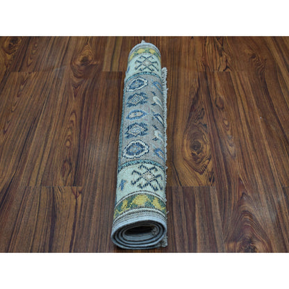 Kazak Wool Hand Knotted Rug Grey Light Green 2.0X2.10 -O052515