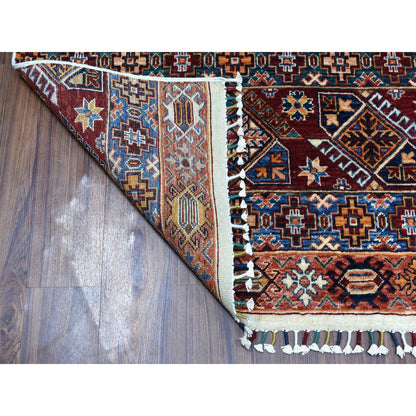 Kazak Wool Hand Knotted Rug Ivory No Border 5.7X8.4 -O052764