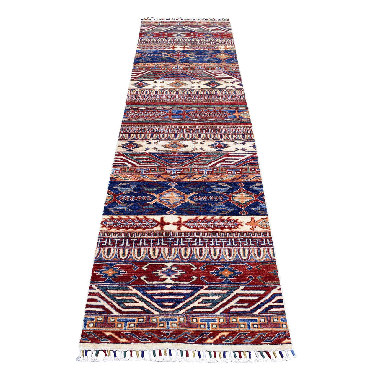 Kazak Wool Hand Knotted Rug Blue No Border 2.4X9.1 -O052839
