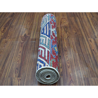 Kazak Wool Hand Knotted Rug Blue No Border 2.4X9.1 -O052839