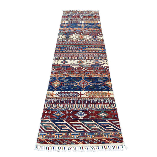 Kazak Wool Hand Knotted Rug Blue No Border 2.4X9.2 -O052851