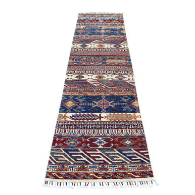 Kazak Wool Hand Knotted Rug Blue No Border 2.4X9.2 -O052851