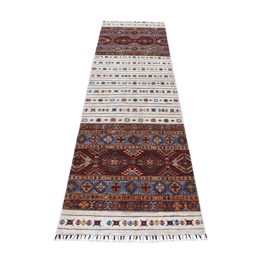 Kazak Wool Hand Knotted Rug Ivory No Border 2.7X9.0 -O052863