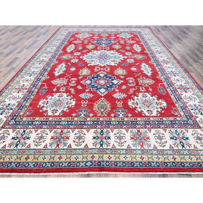 Kazak Wool Hand Knotted Rug Red 9.9x13.11 -O0529