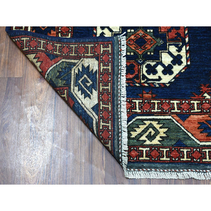 Tribal & Geometric Wool Hand Knotted Rug Blue Blue 5.1X6.8 -O053003