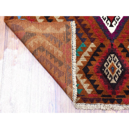 Tribal & Geometric Wool Hand Knotted Rug Multicolored No Border 3.7X6.1 -O053141