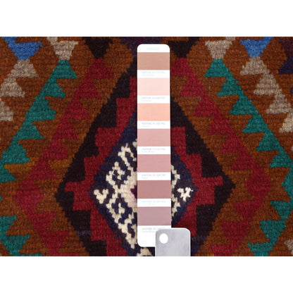 Tribal & Geometric Wool Hand Knotted Rug Multicolored No Border 3.7X6.1 -O053141